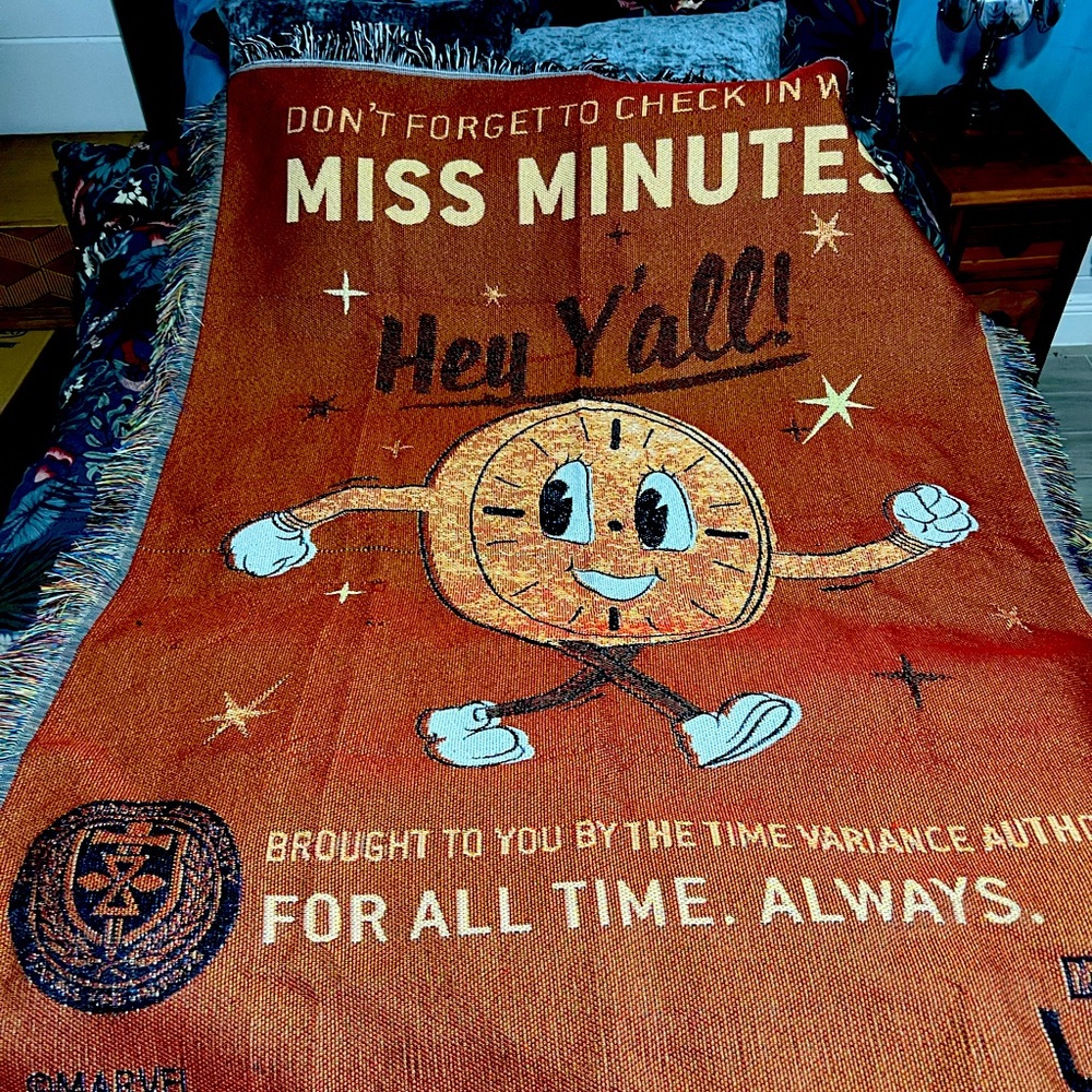 Miss Minutes Loki TV throw blanket - like new